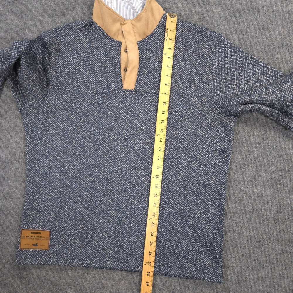 Southern Marsh Cascade Herringbone Pullover Mens L Washed Navy Fleece Sweater - Picture 6 of 8